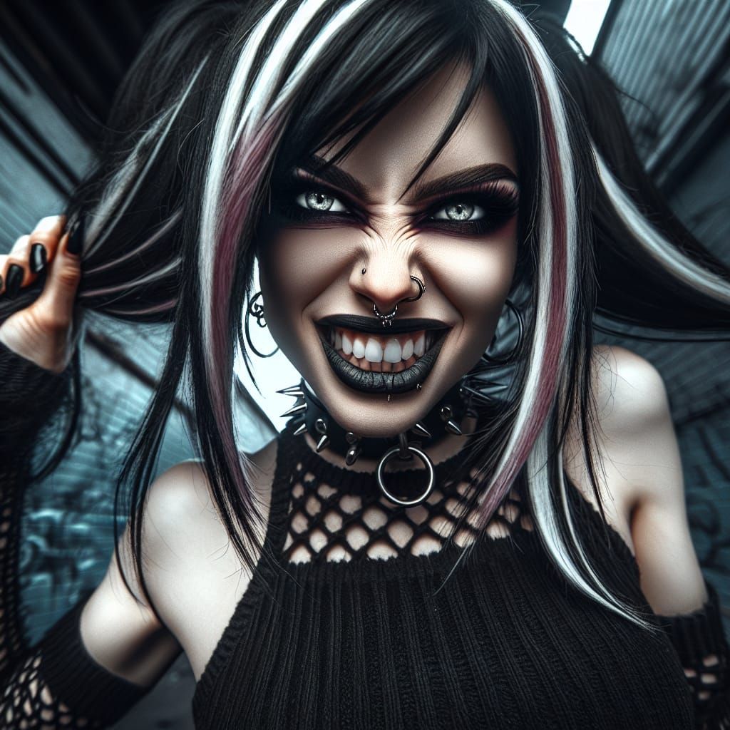 Ethereal Emo Goddess in Haunting Landscape