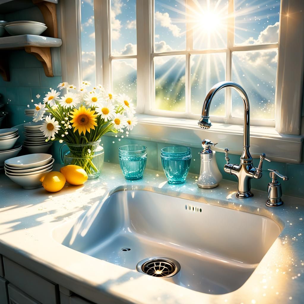 Sparkling Clean Dishes in Divine Sunlight