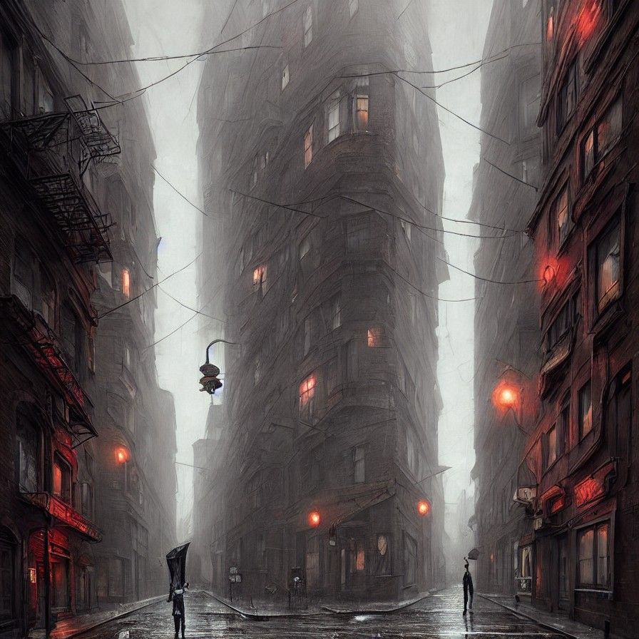 Sinister 1920s Punk Street in the Rain