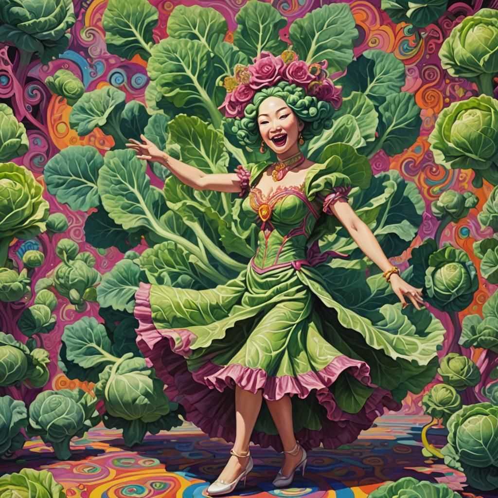Psychedelic Cabbage Queen Dance Art
