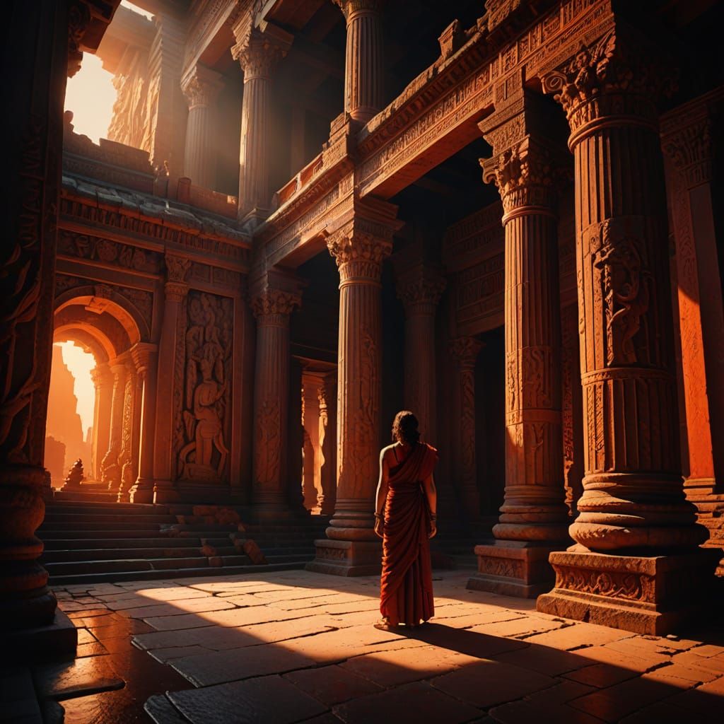 Epic Ancient Temple Scene in Cinematic Digital Art