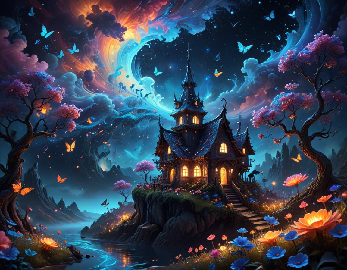 Vibrant Nightly Whimsy in a Hidden Fairy-Tale World