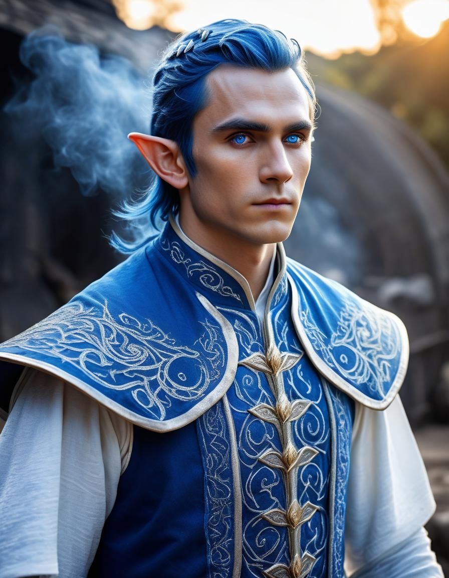 Young Elf Mage Casting Fire Spell in HD