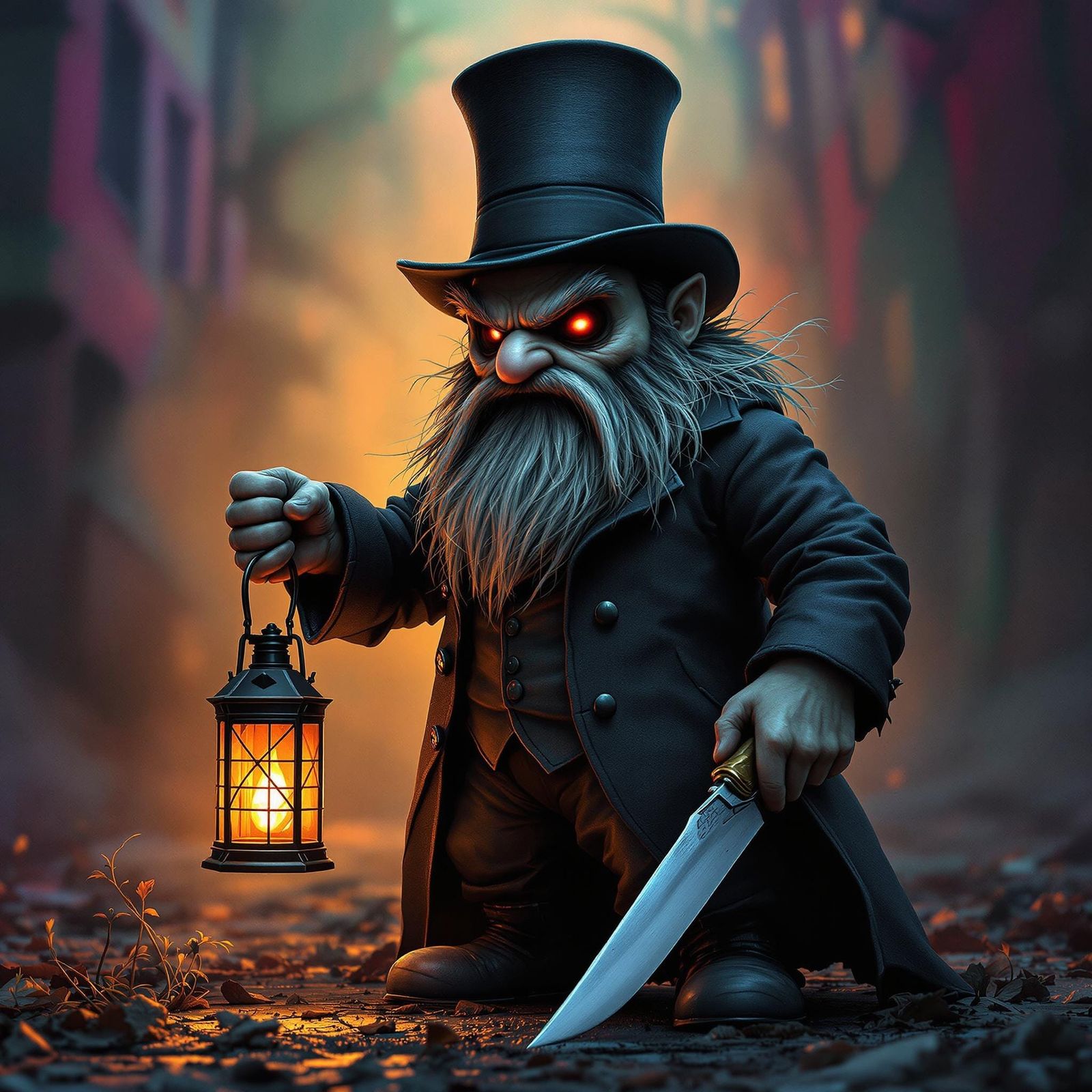 Jack the Ripper Garden Gnome in Splash Art Style