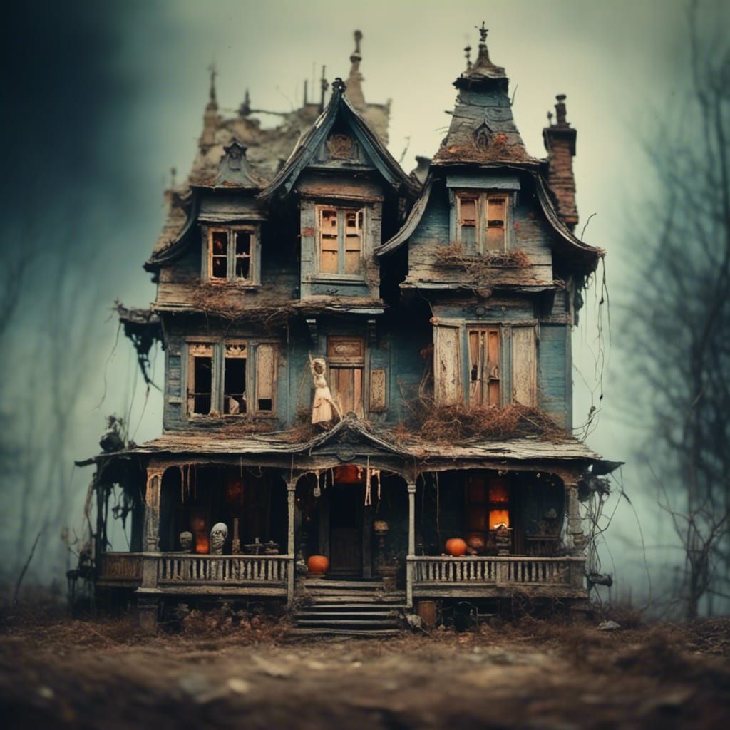 Haunted house tilt-shift soft focus polaroid motion blur <lo...