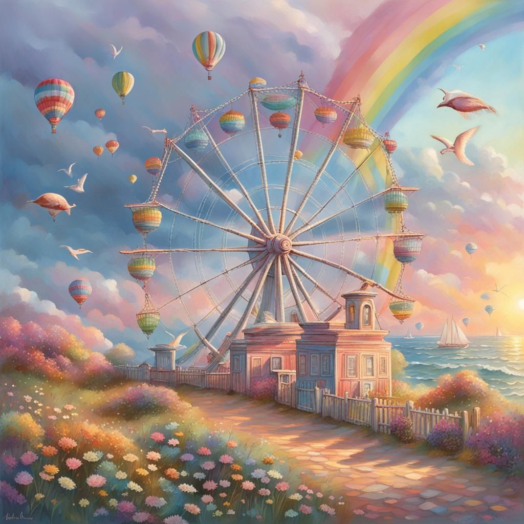 Delicate Pastel Rainbow in Digital Art Style