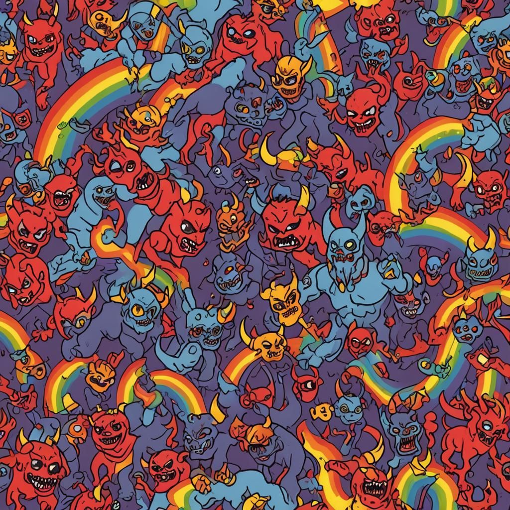 Rainbow Demon Digital Art