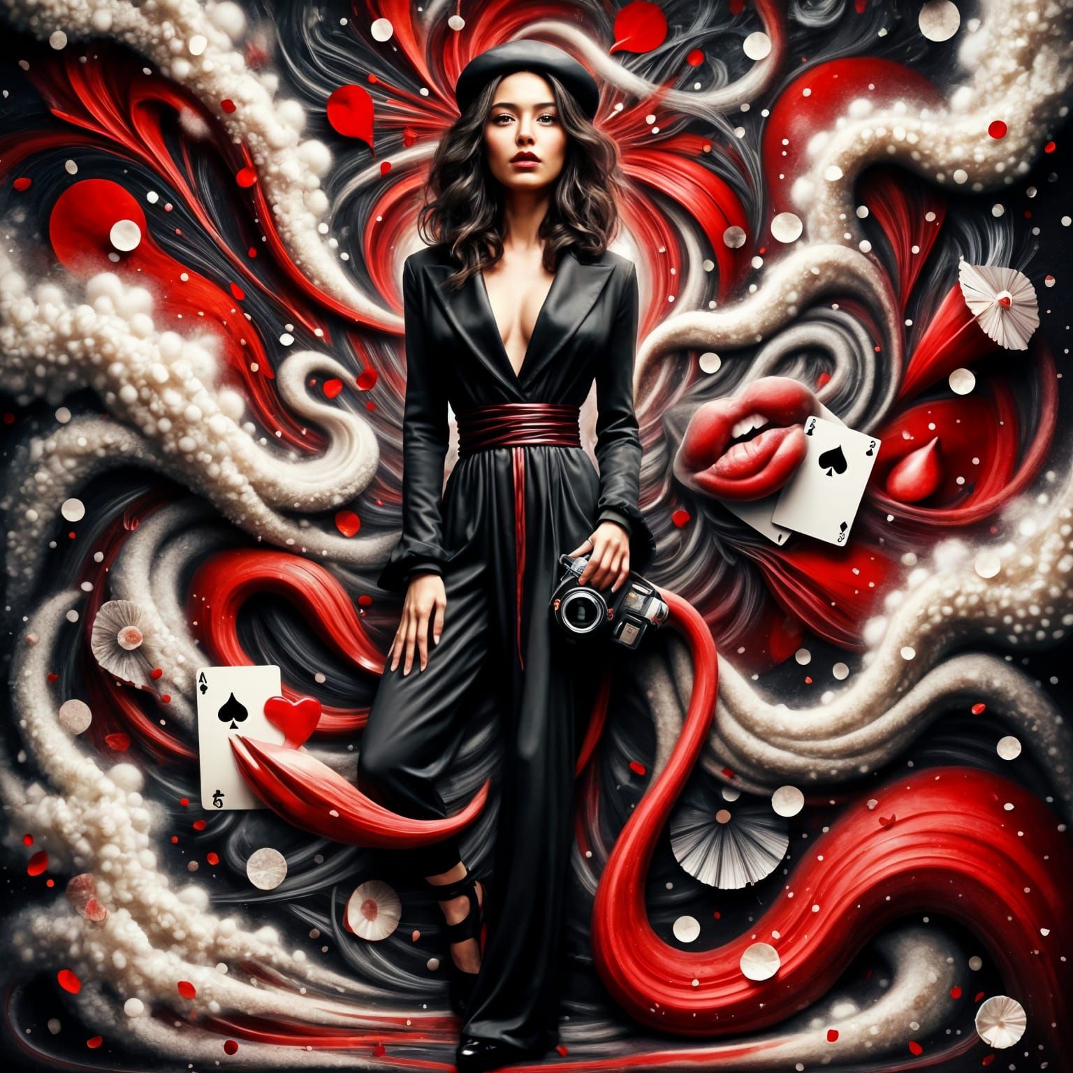 Ethereal Pitch Black Art in Triadic Colors