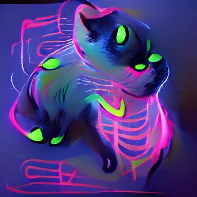 Neon Spooky Cat Illustration