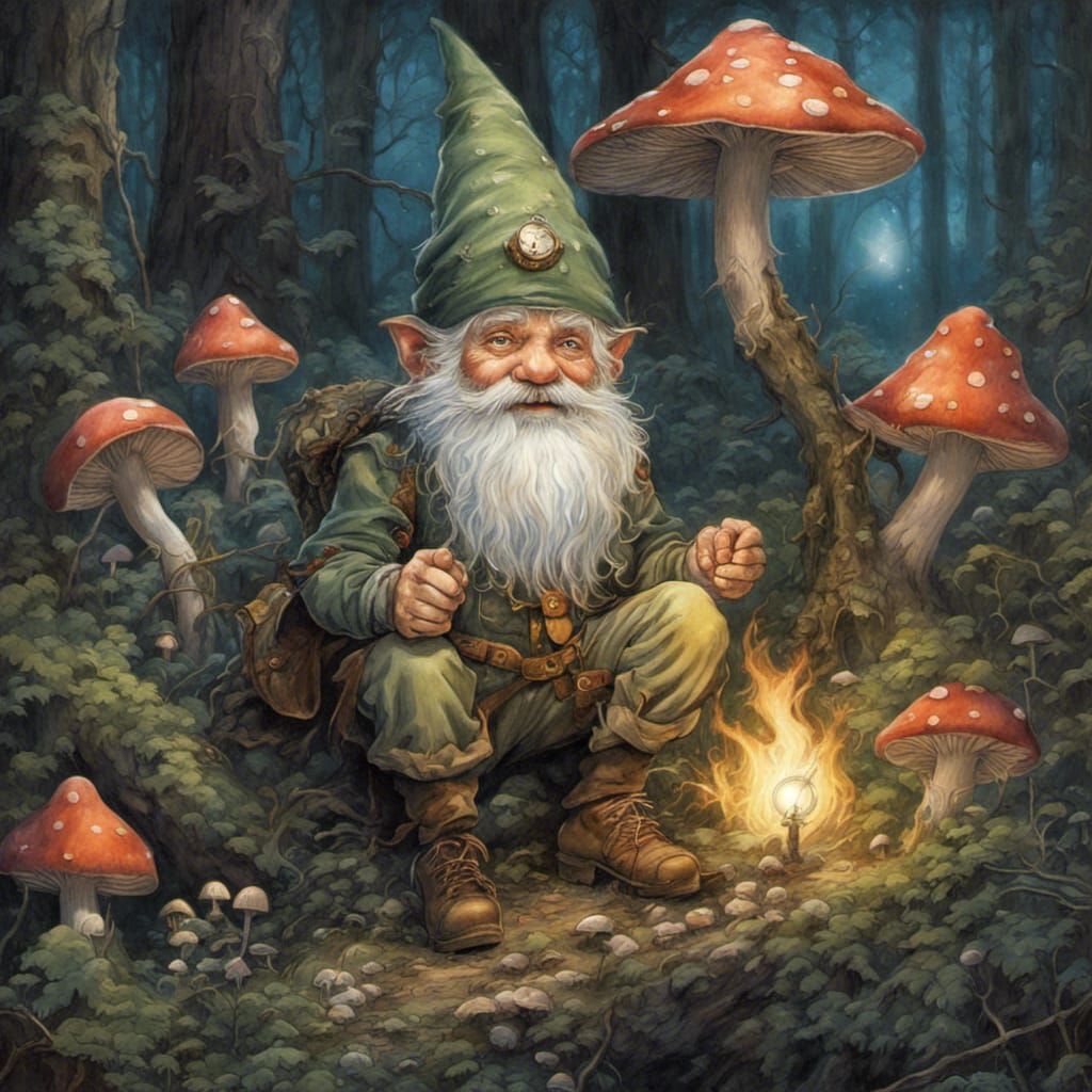 Enchanted Gnome Portrait in Fairytale Forest