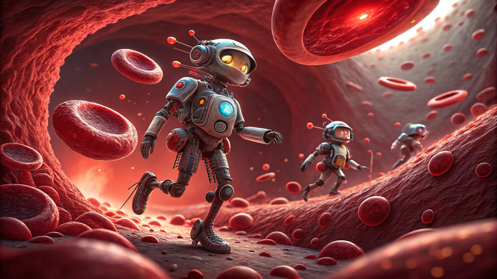 Iridescent Nanobots Clean Bloodstream: Futuristic Digital Ar...