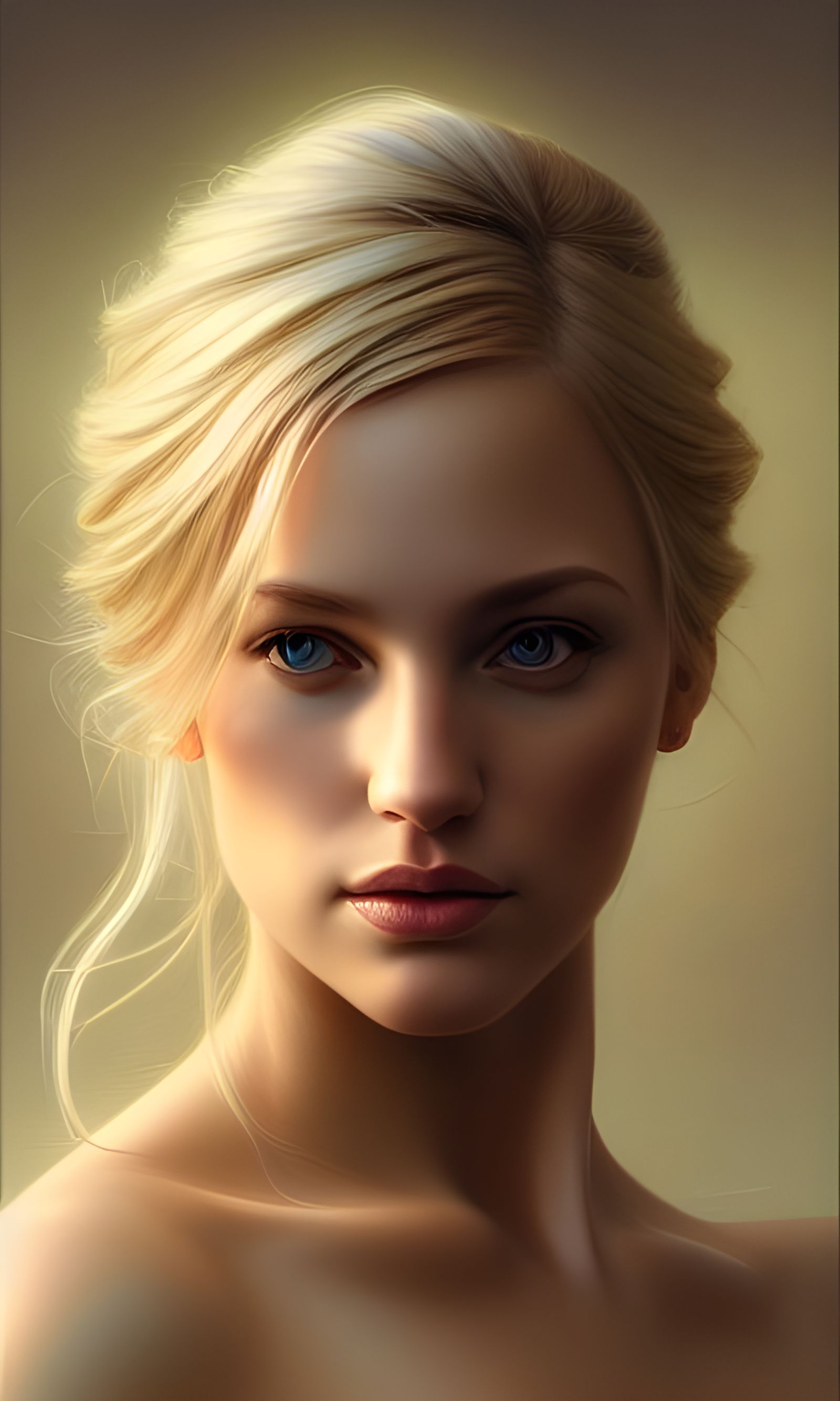 Photorealistic Blonde Woman Digital Painting