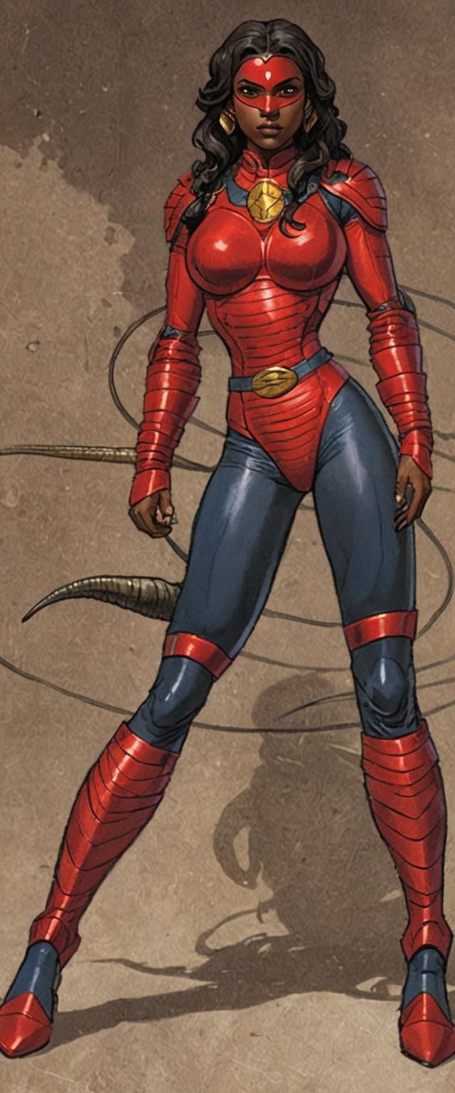 Vydia Vayrava in Red Armored Spandex