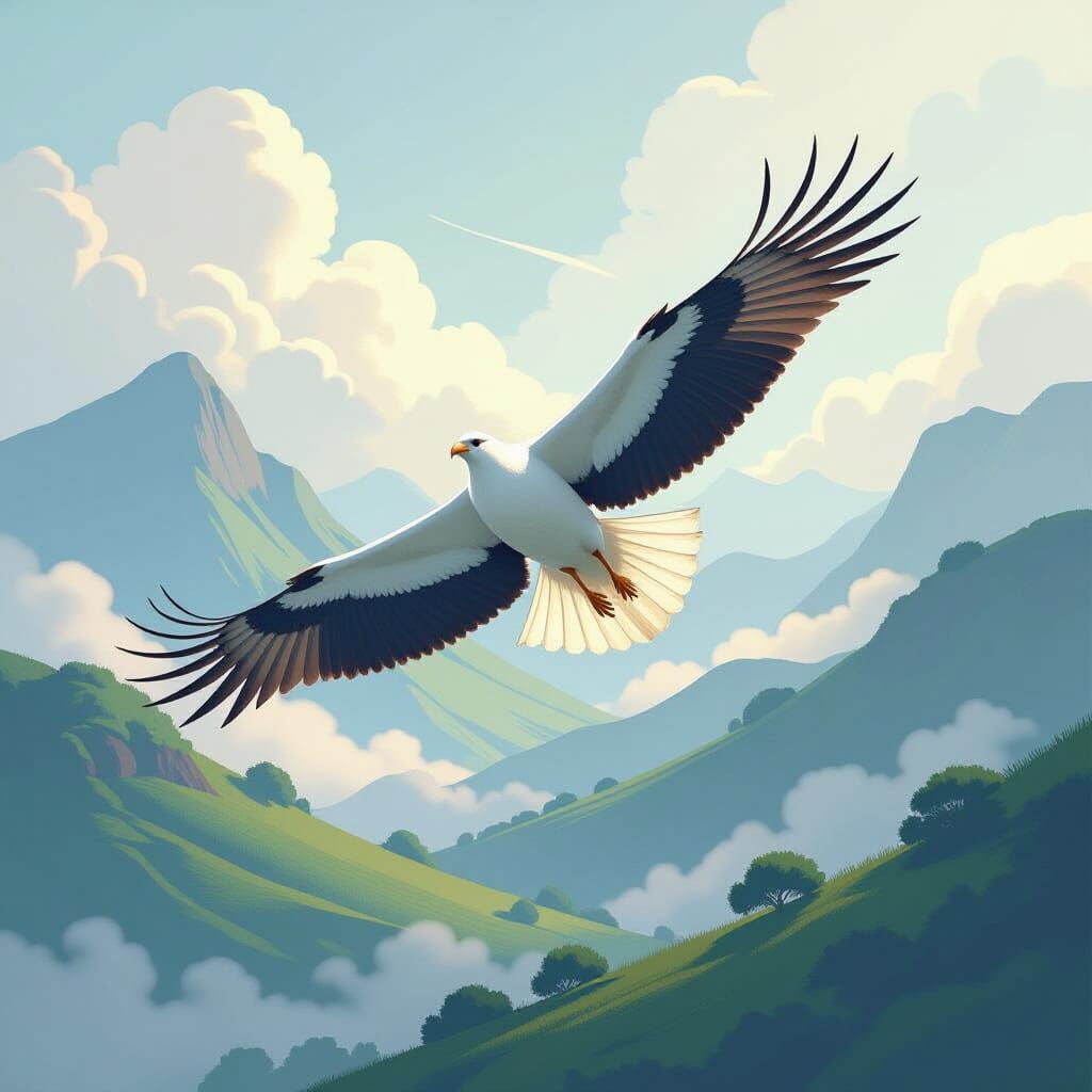 Majestic Bird in Flight: Ethereal Landscape