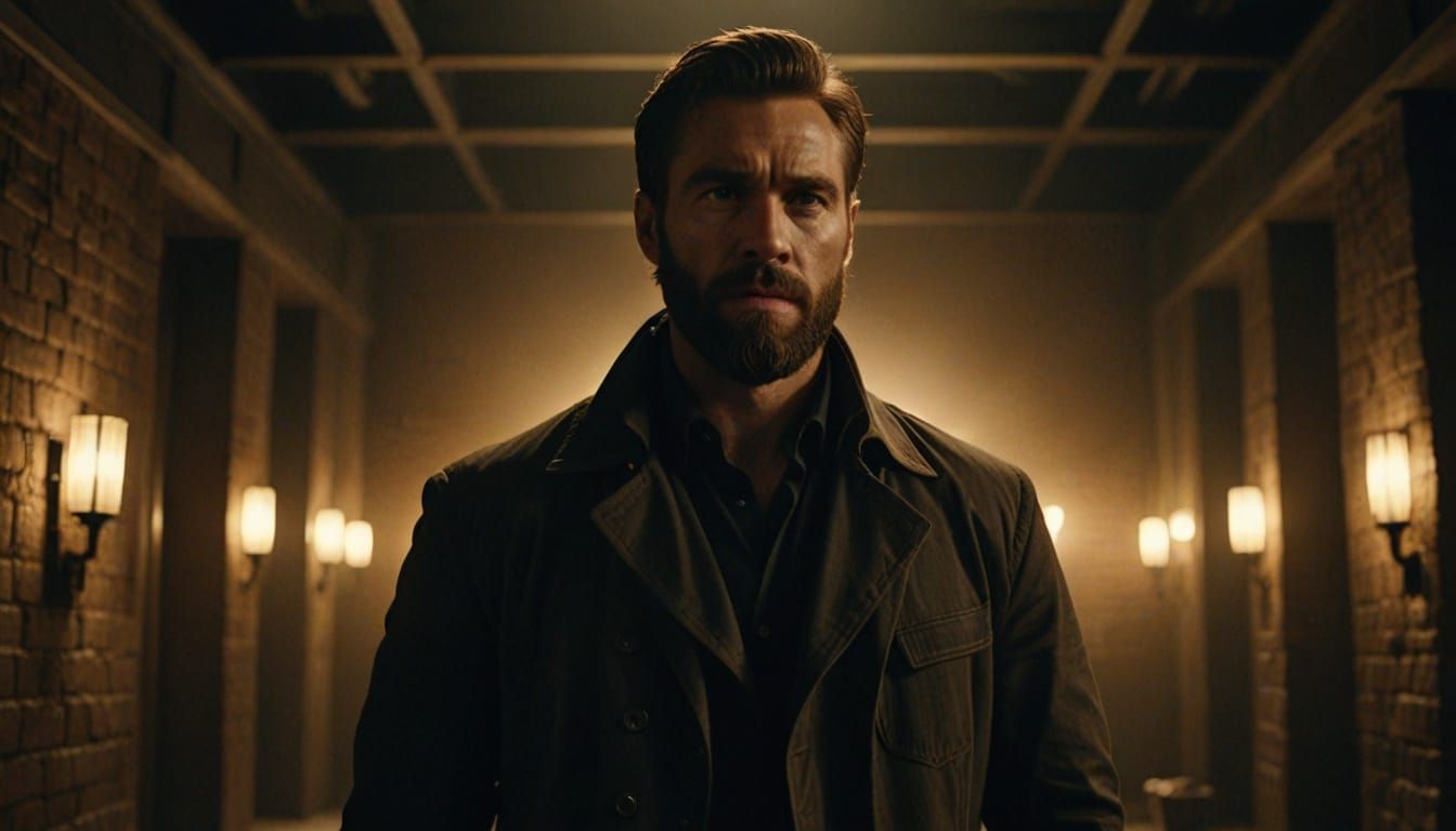 Elegant, Handsome Man in Moody, Atmospheric Chamber