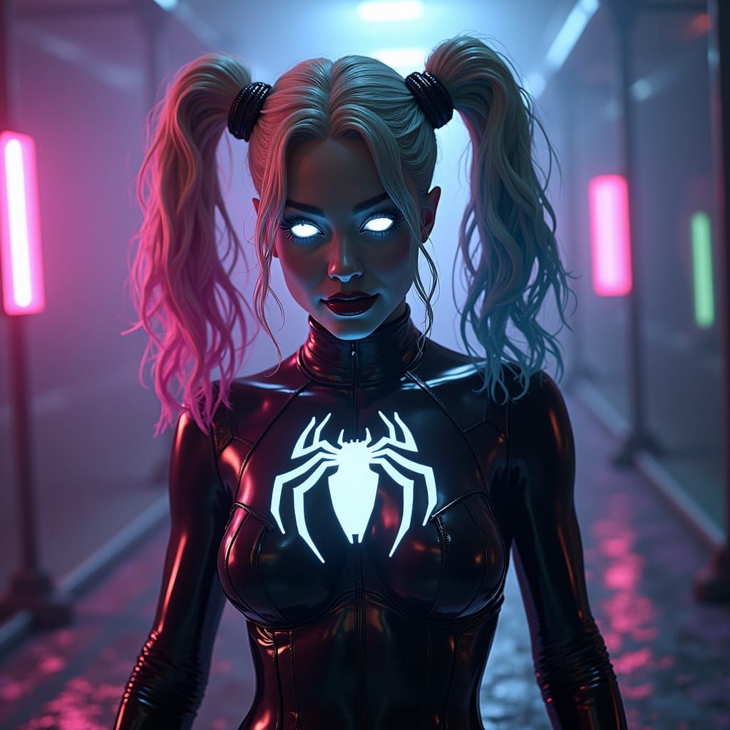 Harley Quinn in Cyberpunk Mystical Realm