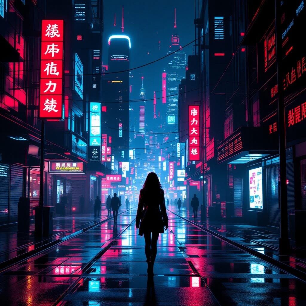 Futuristic Cyberpunk Cityscape at Night