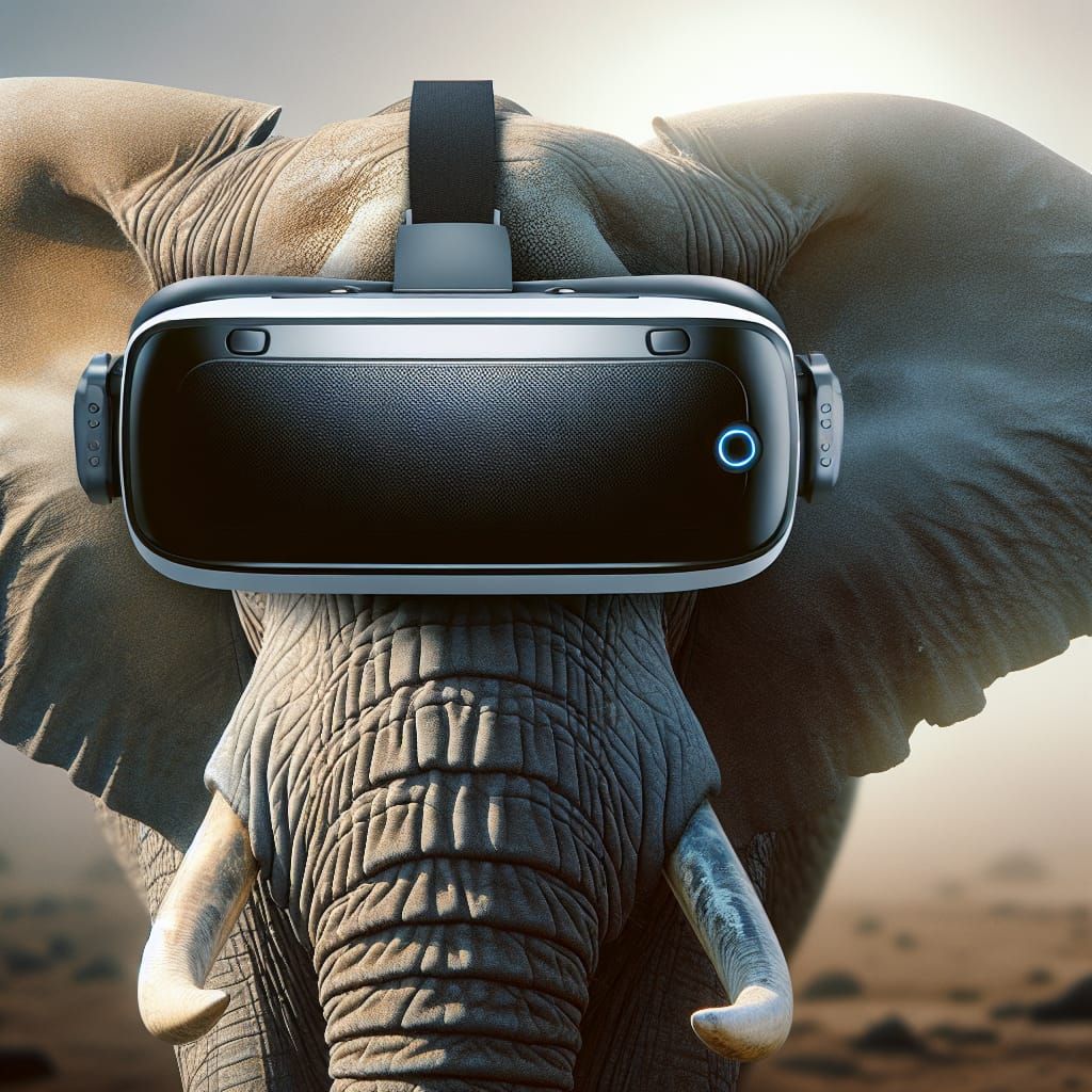 Elephant Embraces Virtual Reality with Futuristic VR Goggles