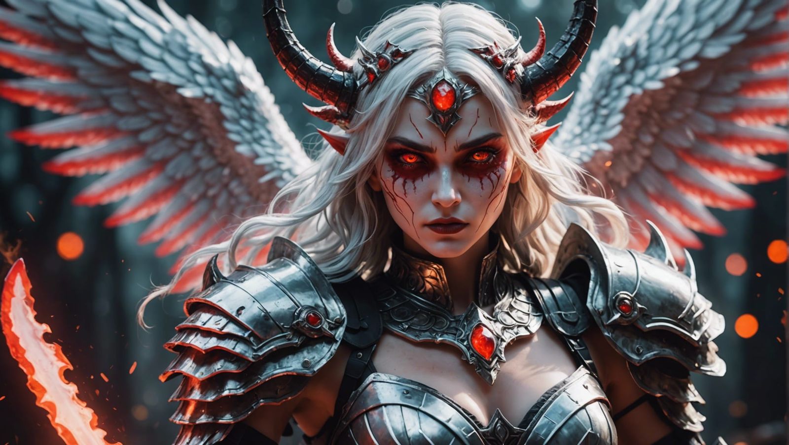 Red-Eyed Valkyrie Demon Slayer in Surreal Horror