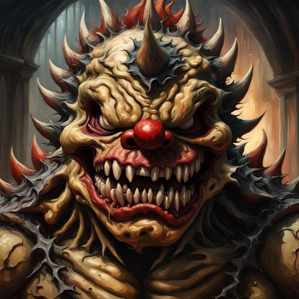 Grotesque Decaying Face in Impressionist Style