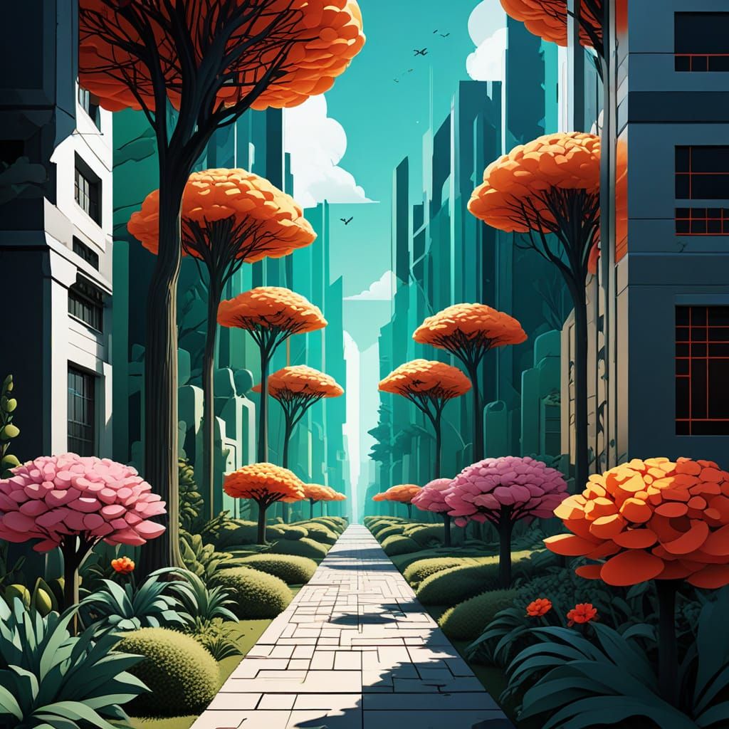 Vibrant Spring Landscape in Digital Art Style