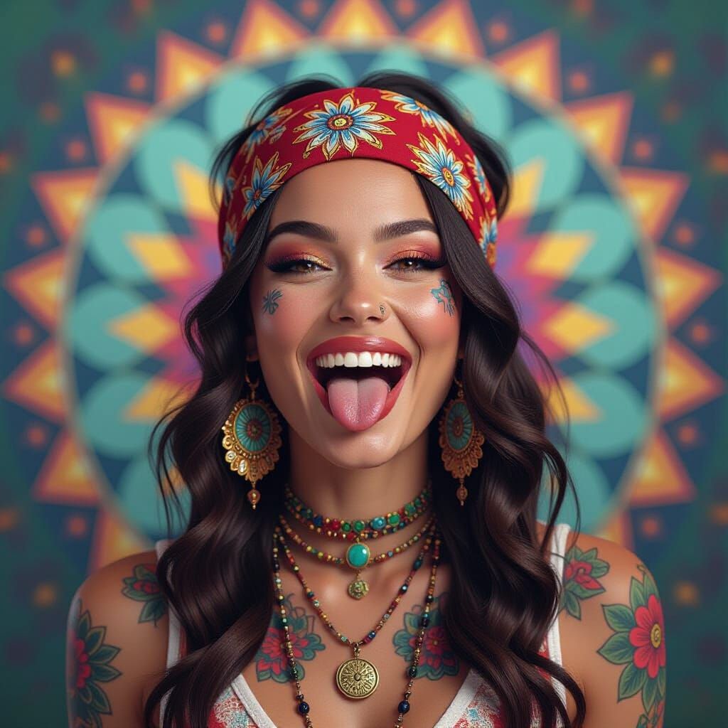 Psychedelic Hippie Portrait in Fantastical Realism