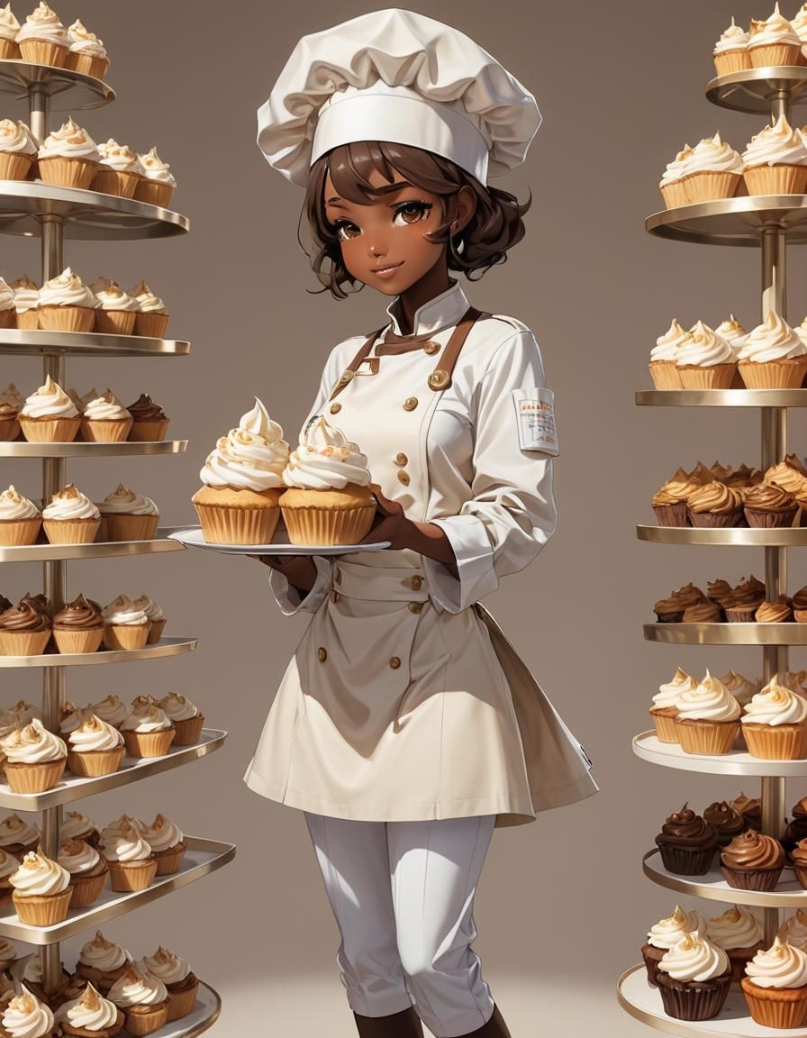 Anime Style Portrait of a Cute Pastry Chef