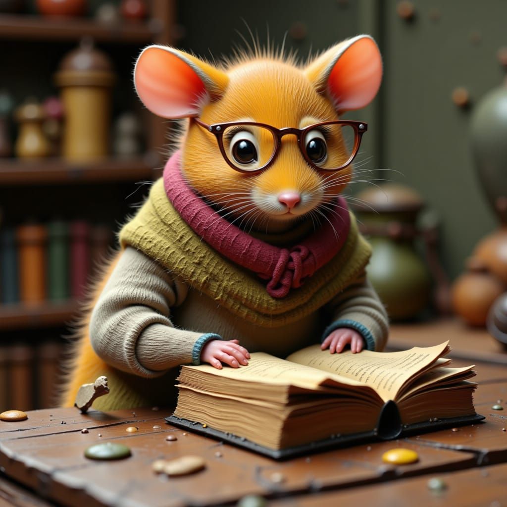 Mouse Scholar in Beatrix Potter Style