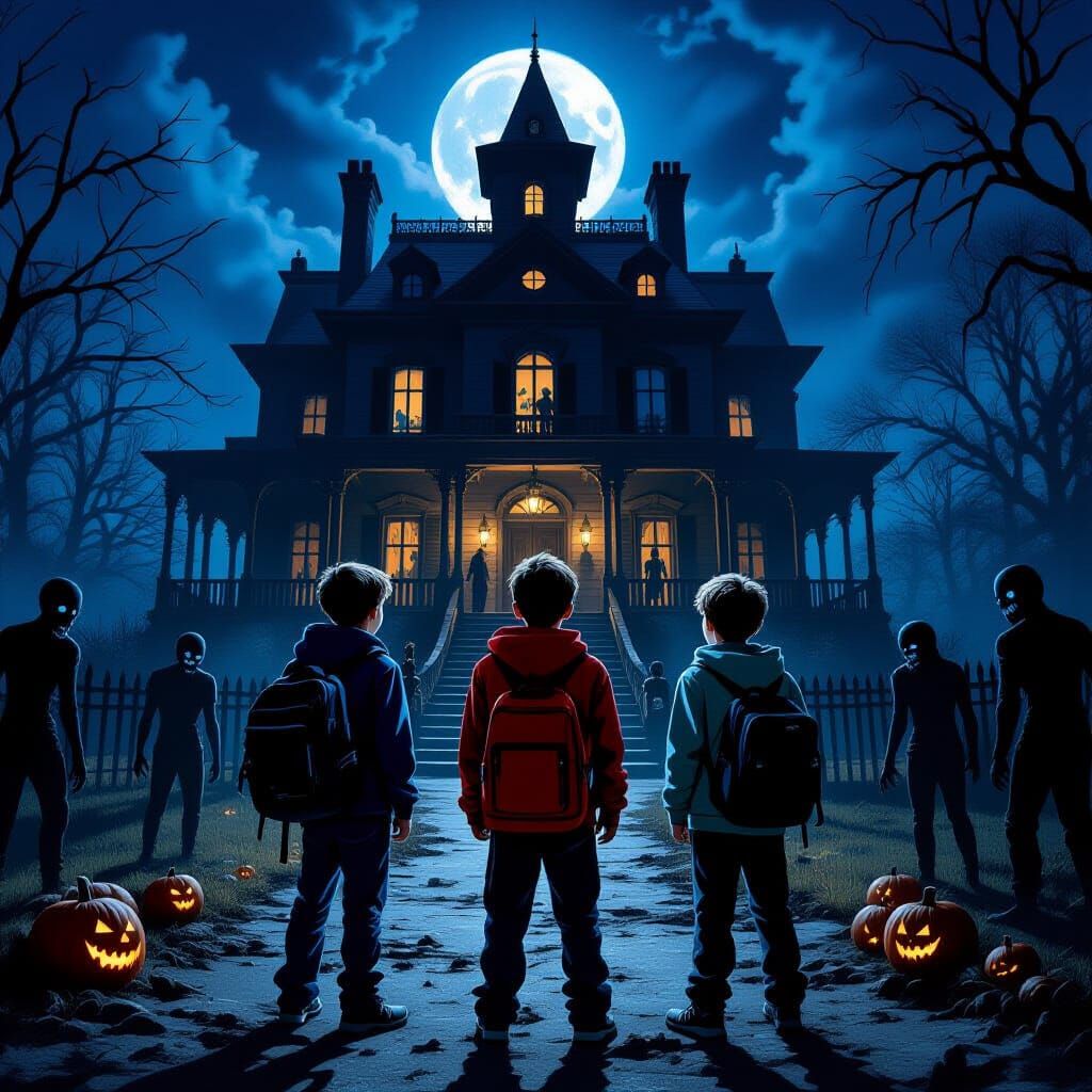 Teens Confront Giant Haunted Mansion with Zombies