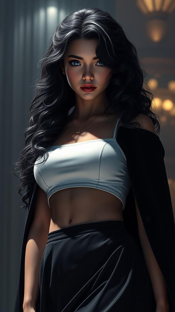 Dramatic Portrait of Woman in Art Nouveau Anime Style