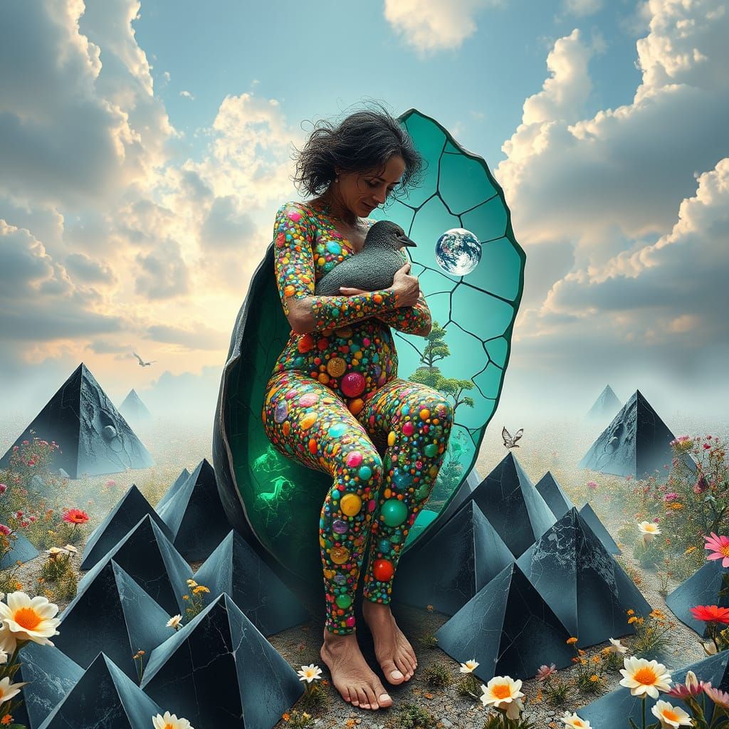 Sculptor with Earth Skin in Abstract Masterpiece