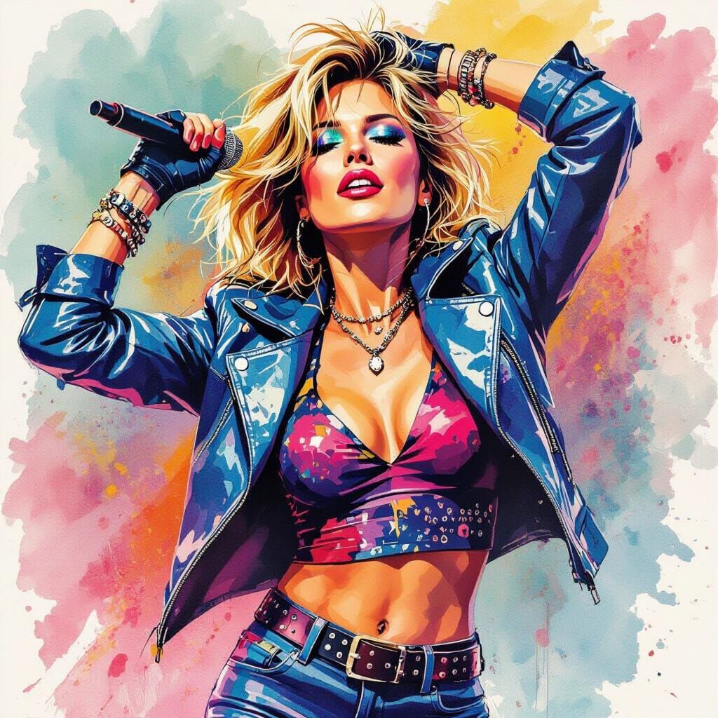 C.C.Catch Dancing: 80s Pop Art Watercolor Poster