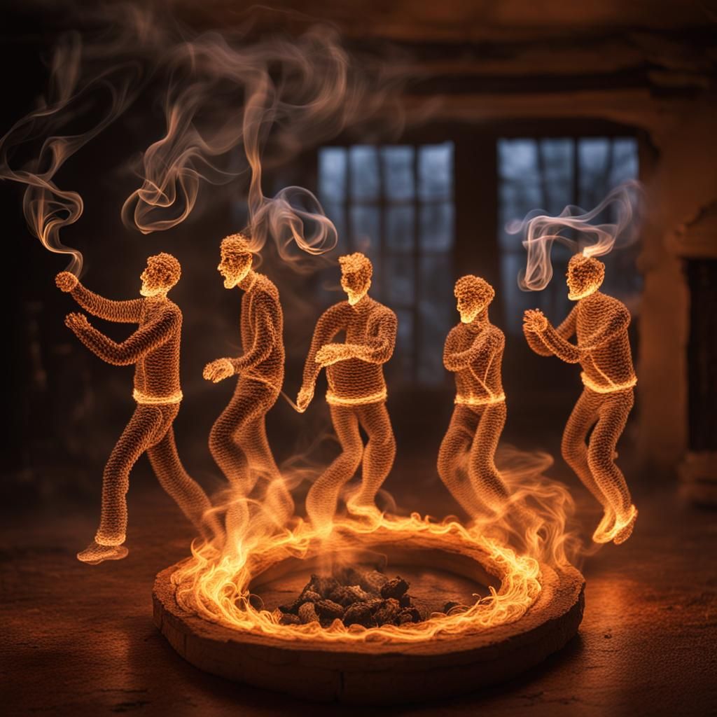 Mysterious Dancing Smoke Figures by Fireplace