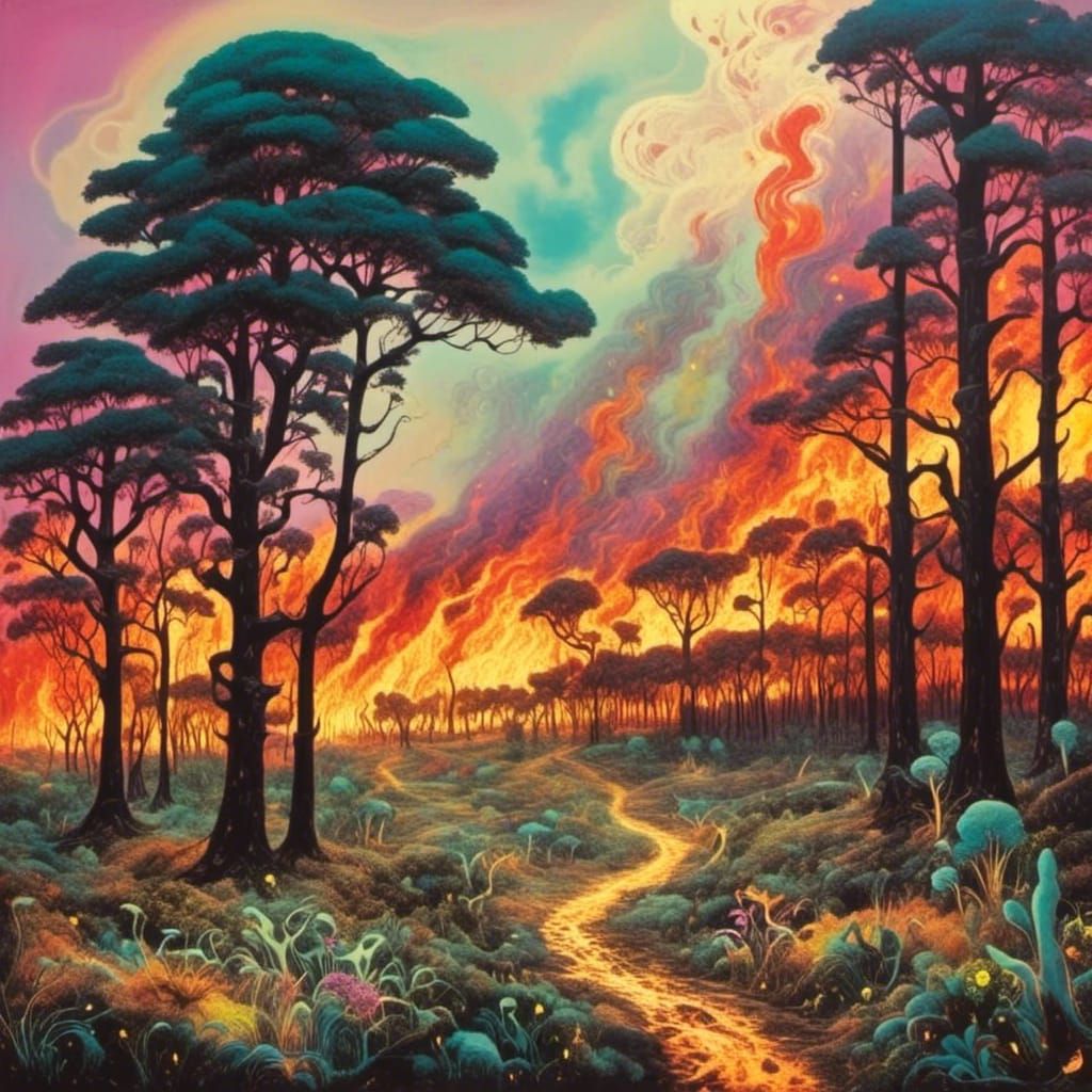 Intense Forest Fire Digital Rendering