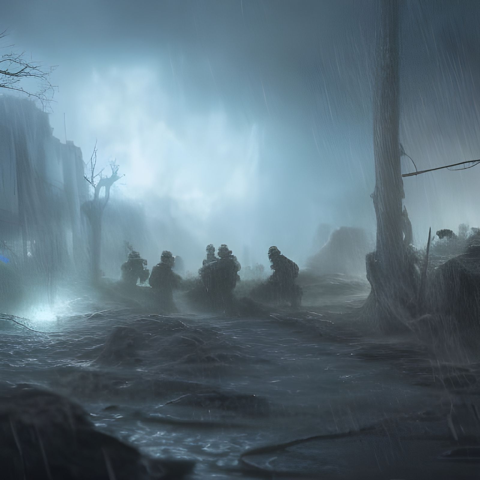 Night Soldiers in Trenches: Fantasy Concept Art
