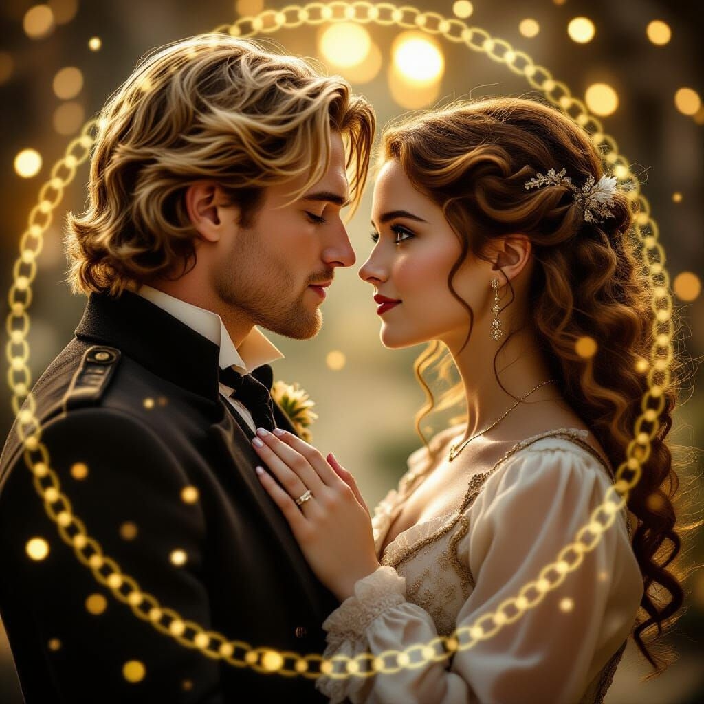 Romantic Portrait: Aristocratic Man Kisses Woman's Hand