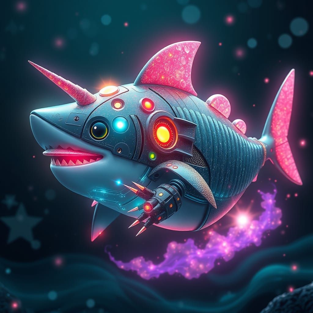 Glittery Sea-Hamster with Unicorn Friendship Auras