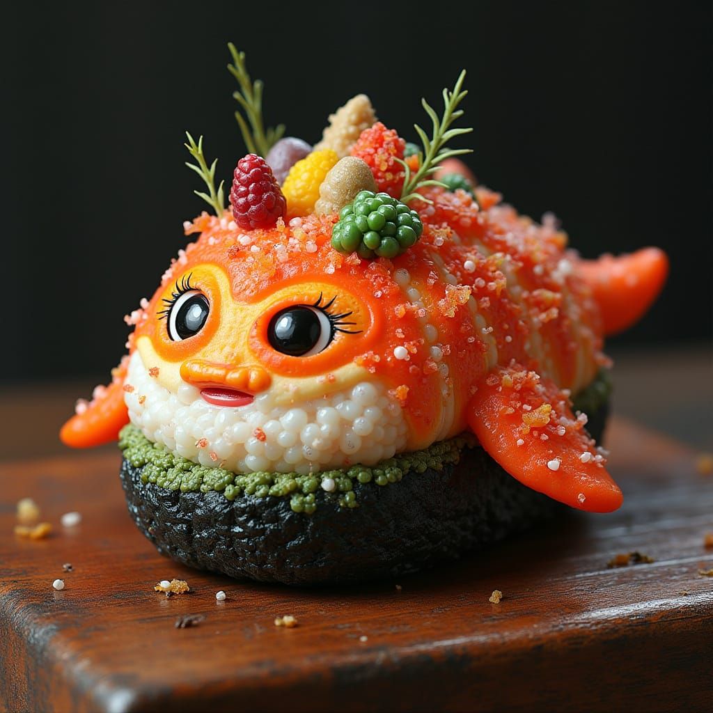 Colorful Bird Sushi with Toy Story Car, Pop Art