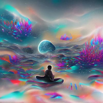 Cosmic Calm: A Holographic Astral Illustration
