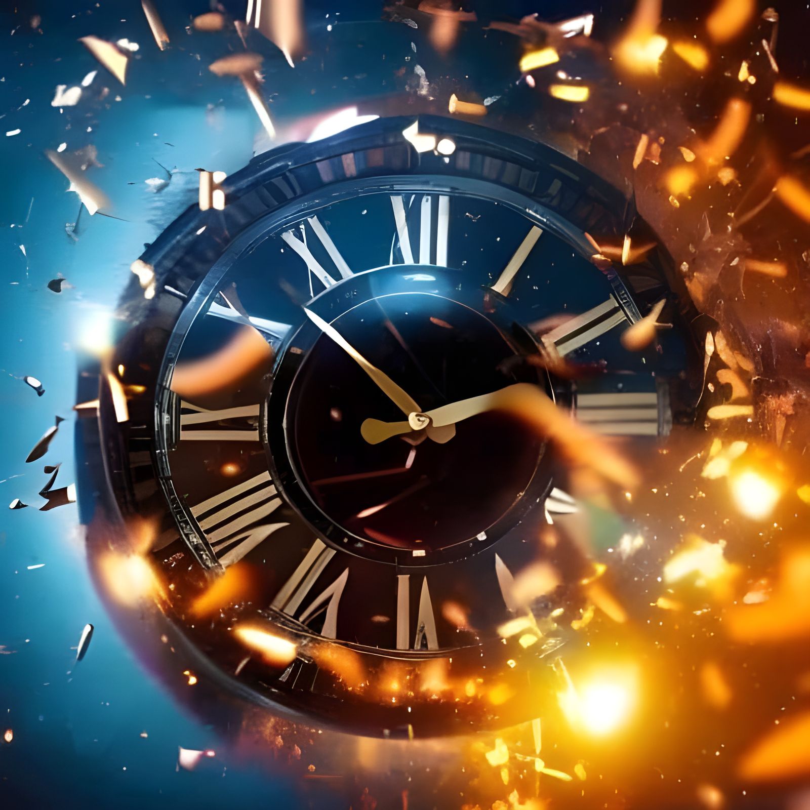 Clock Explosion in Slow Motion, 8K Resolution