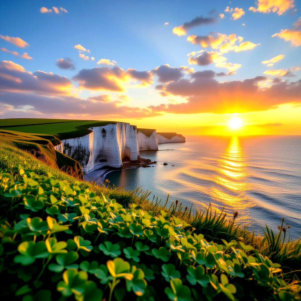 Clover Cliffs of Dover at Sunset