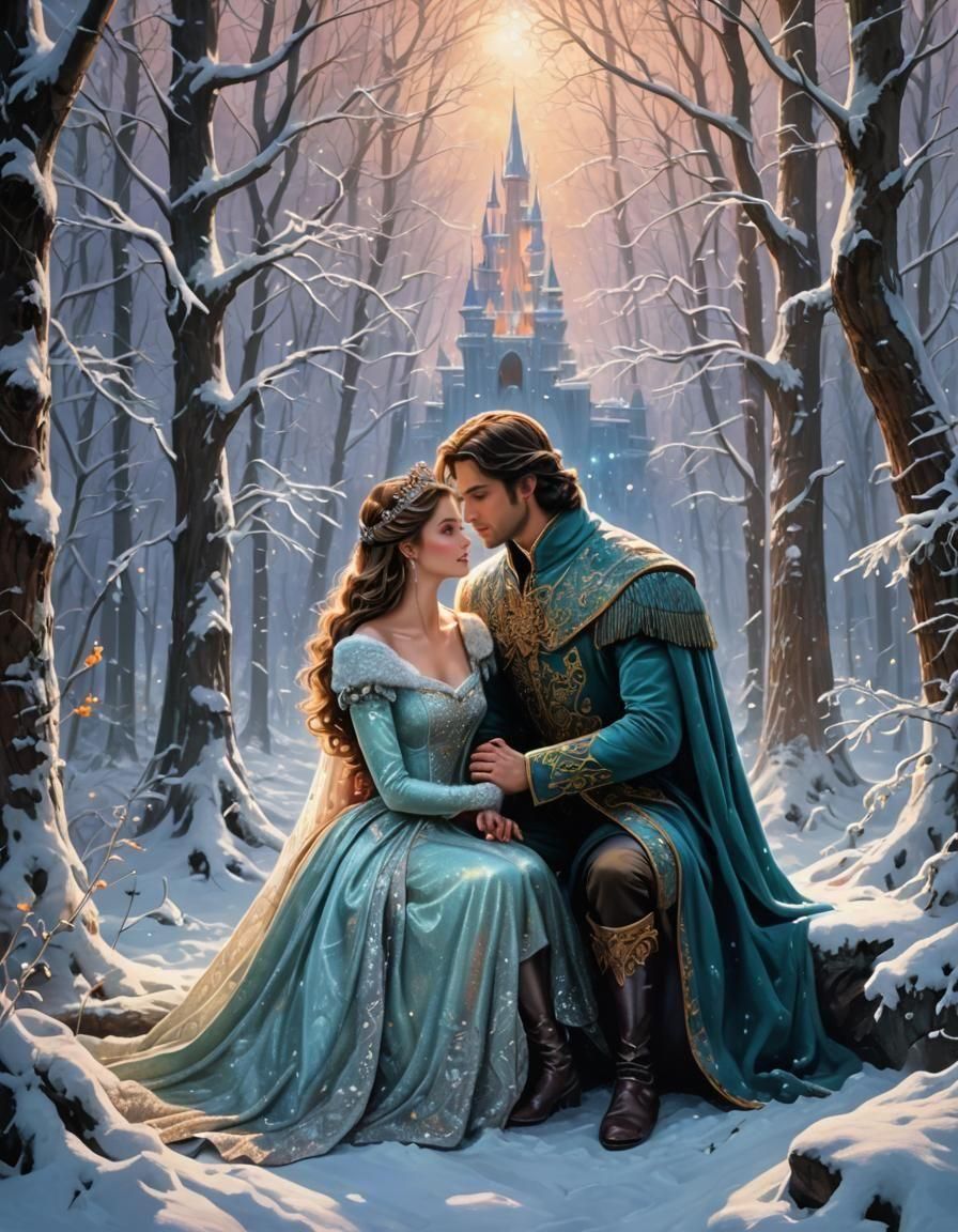 Fairytale Proposal in Enchanted Snowy Forest