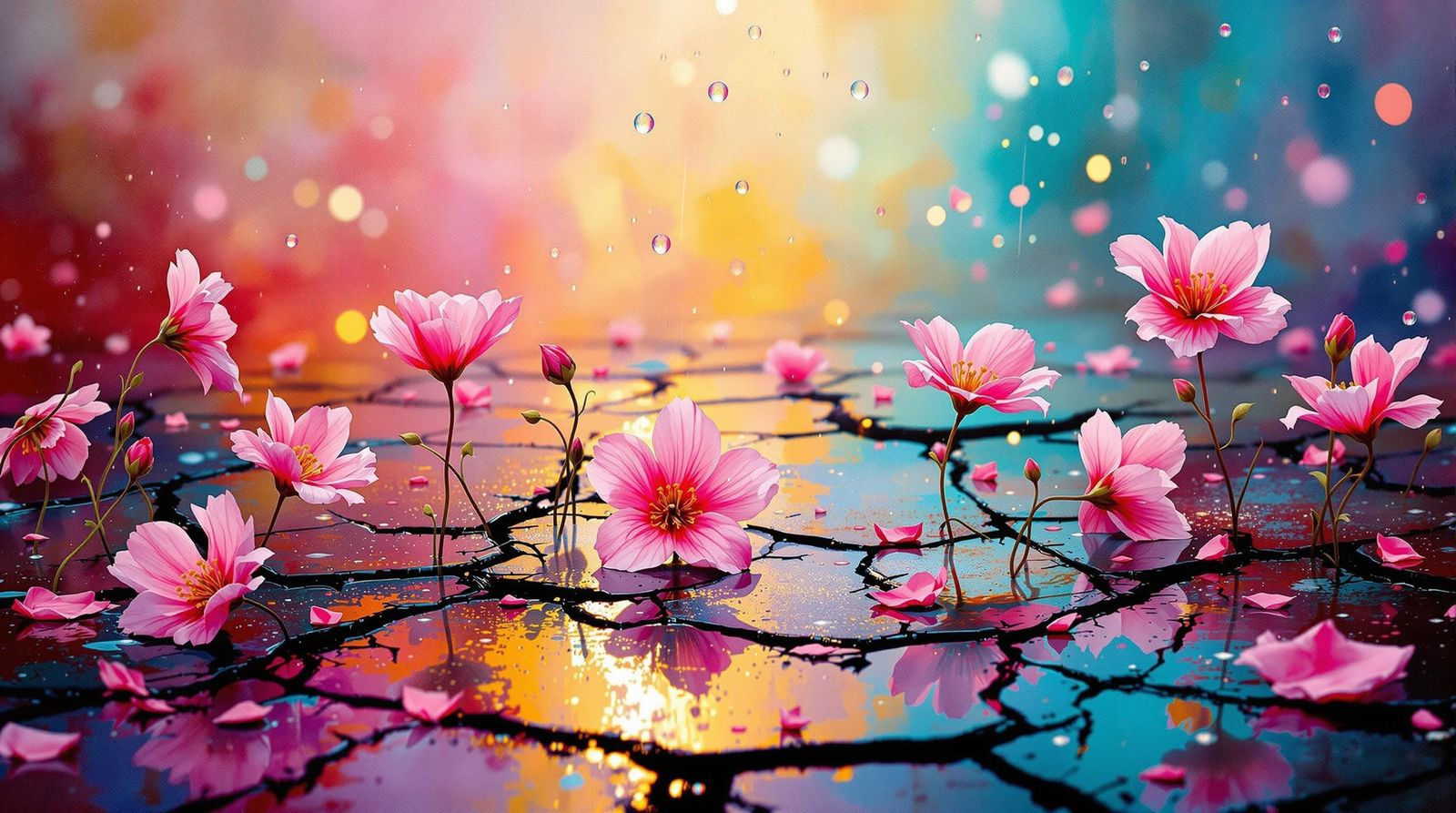 Dreamy Pink Blooms in a Kaleidoscope of Colors