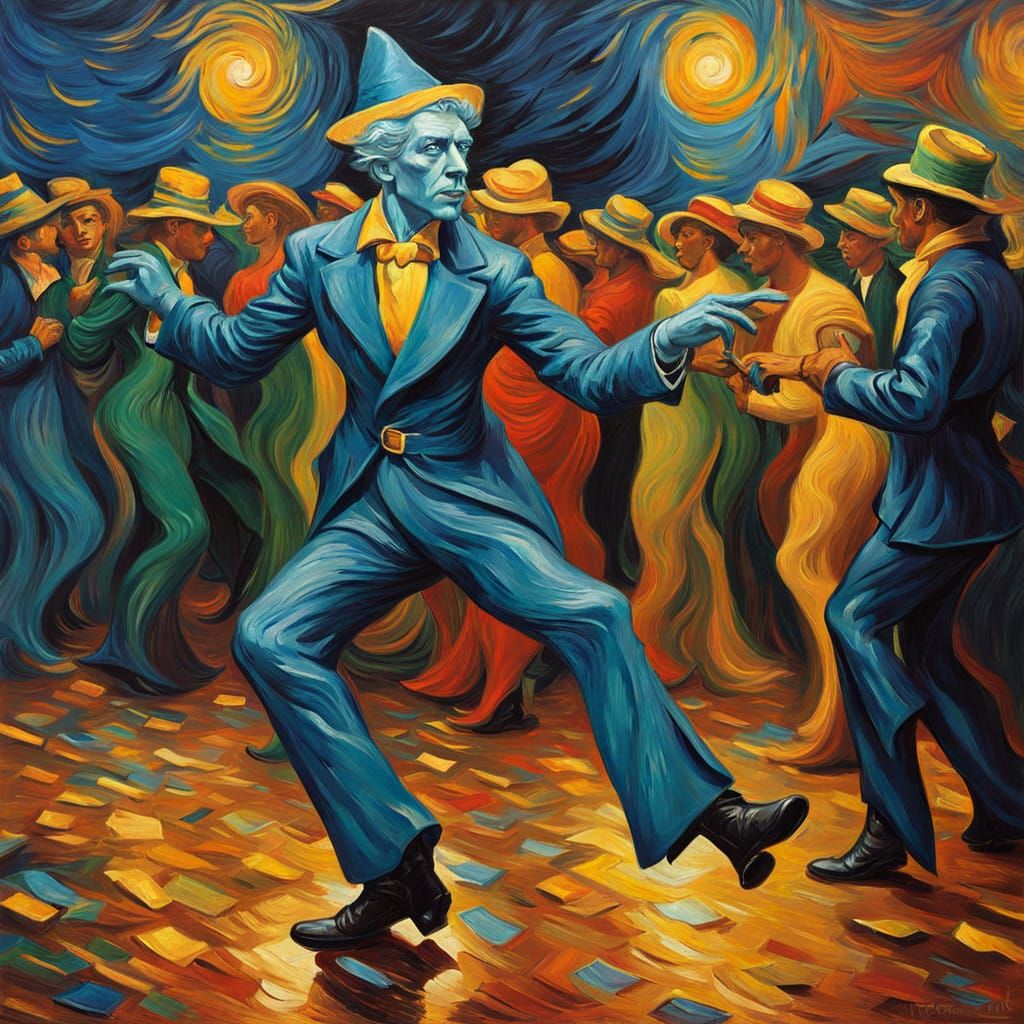 Dancing Drow Elf in Discotheque, in the Style of Impasto Bru...