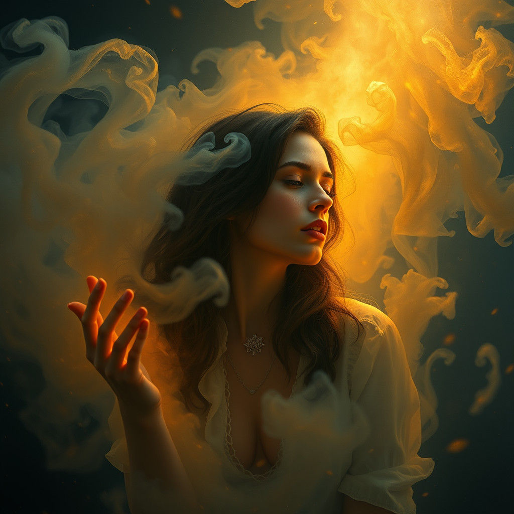 Dreamlike Nostalgia: Woman in Surrealist Landscape