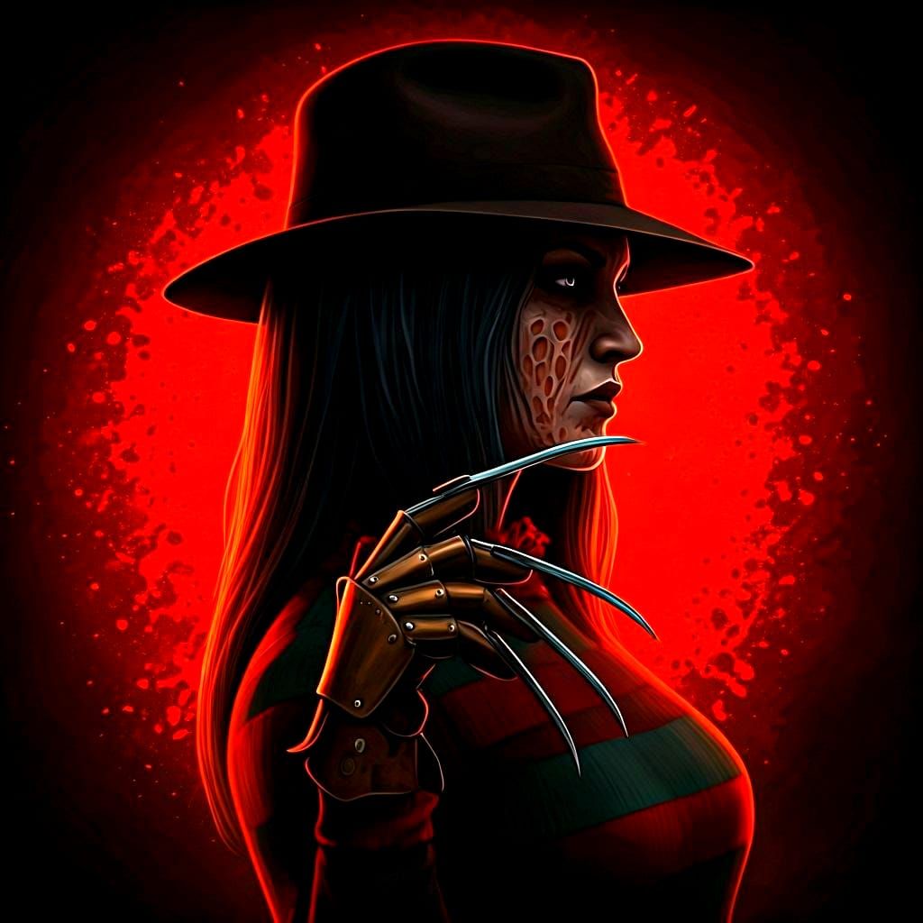 Goth Woman with Freddy Krueger Inspired Razor Glove