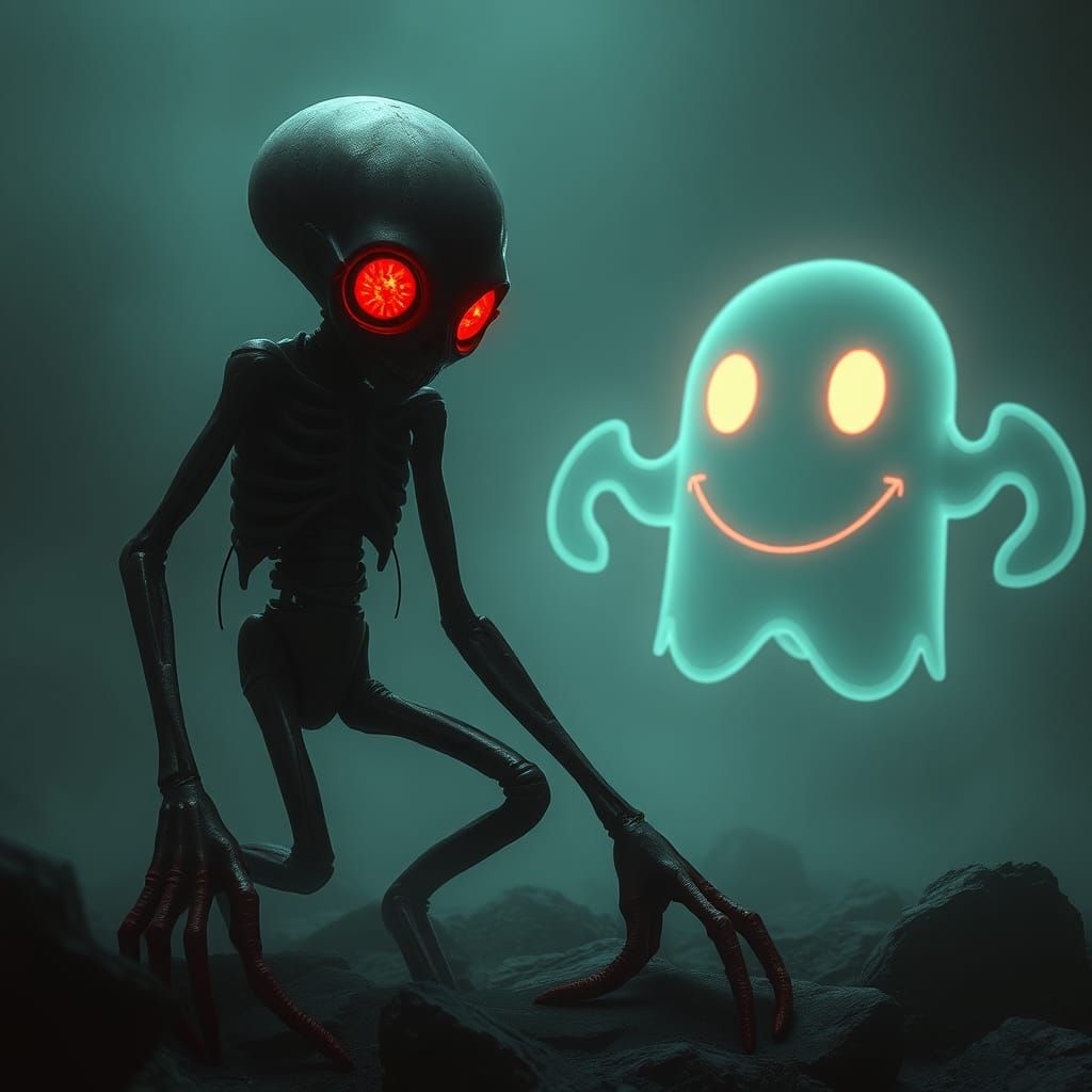 Eerie Loab Figure in Dark Cyberpunk Dreamscape