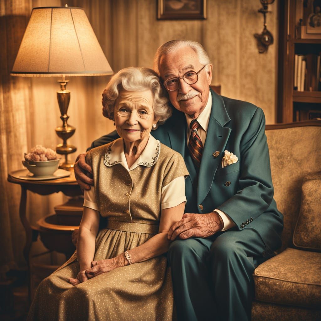 Vintage Family Portrait in Cozy 1970s Interior