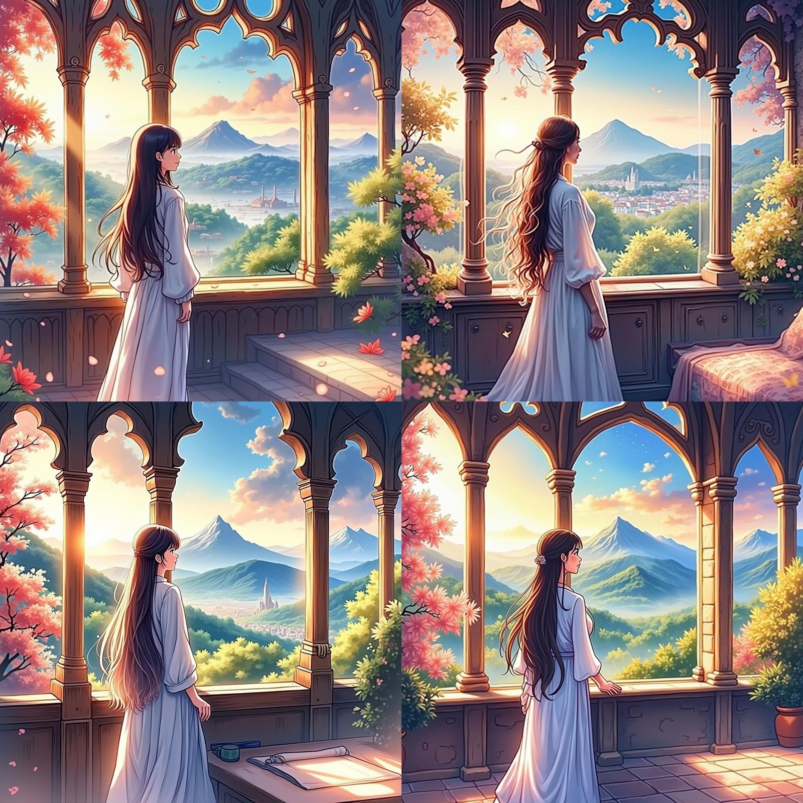 Woman Gazing from Castle Window: Anime Key Visual