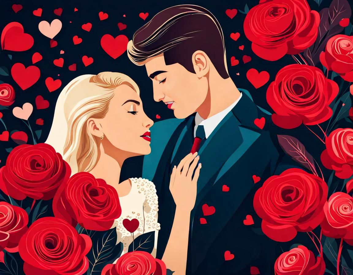 Young Couple Falling in Love on Valentine's Day